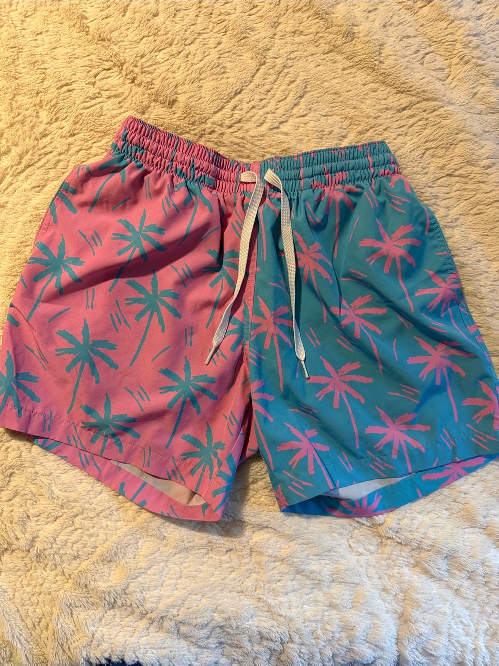 Chubbies Palm Print Swim Shorts - Pink & Teal